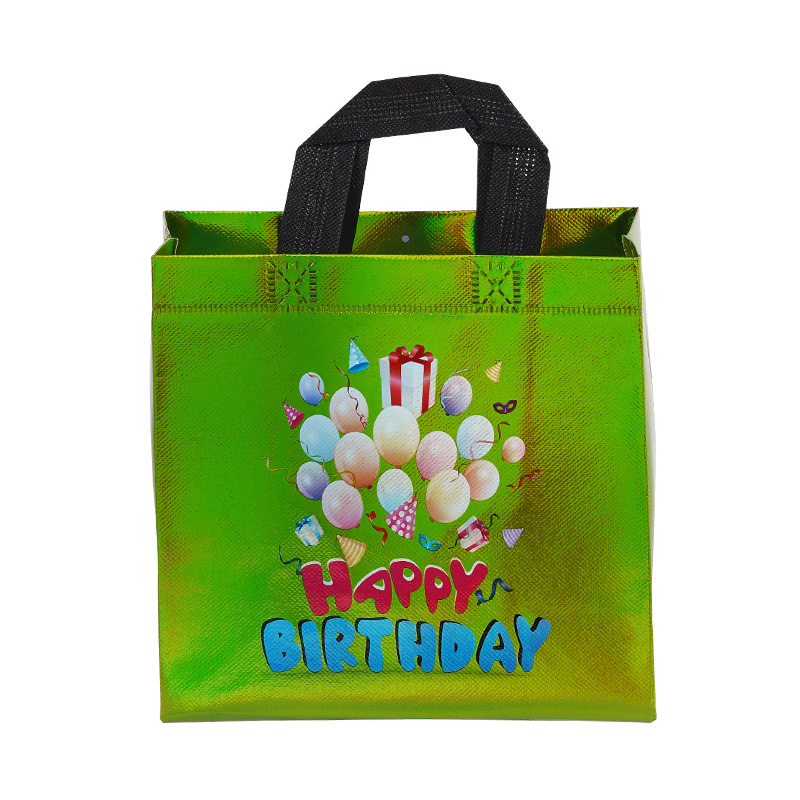 Bolsa de regalo de feliz cumpleaños no tejida con asa